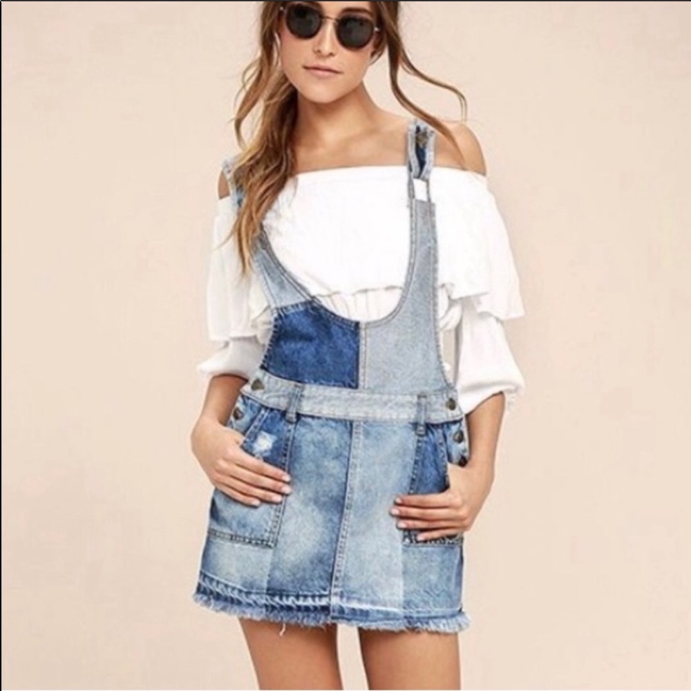 Free People Overall Patch Mini Dress NWOT 4